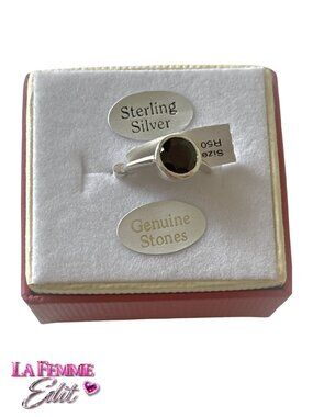 925 Sterling Silver Smokey Quartz Ring Size 5 – Genuine Stone Minimalist Bezel